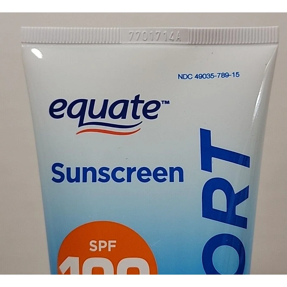 Equate‎ Sport Sunscreen Broad Spectrum SPF 100 Water Resistant 6 Oz. Ext 06/27